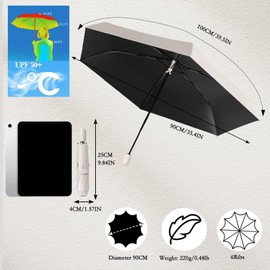 Mini Leichter Automatik Auf/Zu Reise Faltender Regenschirm mit Teflon-Beschichtung & UV-Schutz 50+ – für Herren, Damen & Kinder, 6 Rippen, Kompakt für Rucksack/Tasche (Sonnenschutz & Regen)