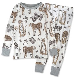 HonestBaby 2-Piece Pajamas Sleepwear PJs 100% Organic Cotton for Infant Baby and Toddler Boys, Unisex, Tiger Cub, 5T