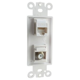 CAT6 Ethernet Coax Decora Insert Wall Plate Female to Female - Coaxial CAT 6 RJ45 Keystone Jack Decora Faceplate for Decorator Wallplate