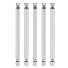 sourcing map 5pcs Ball End Hex Screwdriver Bit H6 (6mm) Head 1/4" Hex Shank 100mm (4") Long Magnetic S2 Steel Metric Screw Driver Drill Bit Wrench Socket Power Tool