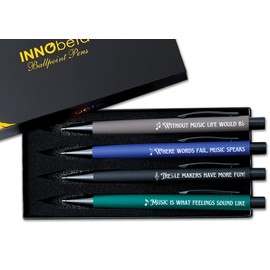InnoBeta Gifts for Music Lover, Ballpoint Pen Set of 4, Funny Music Lover Gifts for Musician in Birthday Christmas - Grey