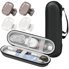 Estuche para Cepillo de Dientes Universal,con 4 Protector Cabezal del Cepillo,Estuche de Viaje para Cepillos de Dientes,Almacenamiento Multifuncional,Rígido,con Bolsillo Interior (22×6×7.5cm)