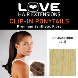Love Hair Extensions India Crocodile Clip Synthetic Hair Ponytail Colour 613 Cream Blonde 16 -Inch