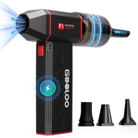 GOOLOO F1 Compressed Air Duster,4 Gear 160000RPM Electric Air Duster, Rechargeable Cordless Air Blower with LED Light, Mini Blower Desk Vacuum Cleaning Kit for Computer Keyboard Home Car Dust Removal