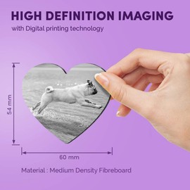 1 x Heart MDF Magnets - Playing Tan Pug Puppy Dogs Animals 41312