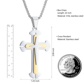 HEXALOVA Stainless Steel Cross Necklace, Cross Chain for Men, Cross Necklace for Women, Silver Cross Pendant for Men, Christian Necklace, Religious Jewelry (9)