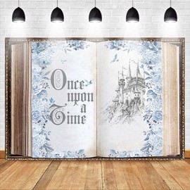 Mocsicka Fairy Tale Books Backdrop Once Upon a Time Ancient Castle Princess Party Decorations Photo Backdrops Old Opening Magic Book Romantic Story Wedding Birthday Photography Background (10x8ft)