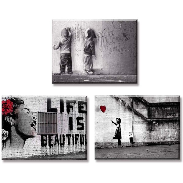 PIY PAINTING 3 Panels Graffiti Style Postacy Art Panel Art Frame Modern Poster Decor Painting on Canvas Painting Series Art Board Room Decor Wall Picture Wall Decor Sofa Background Painting Framed Finished Product, Birthday Gift 30x40cm