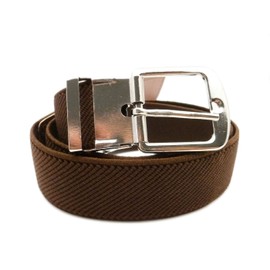Childrens 1-6 Years Elasticated Belt with Silver Buckle - Brown