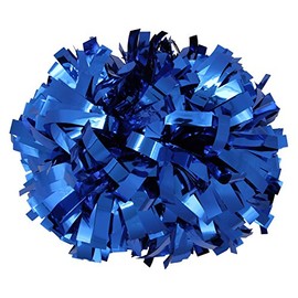 Metallic Cheerleader Cheerleading Pom Poms 6 inch 1 Pair 2 Pieces (Royal Blue)