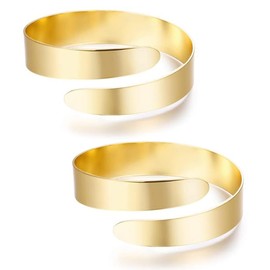 RIOSO 2 Pieces Gold Arm Cuff Upper Arm Band Cuff Bracelets Adjustable Bangle Armband for Women Arm Accessories Jewelry