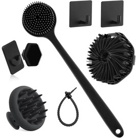 Set de 8 Cepillos Corporales de Silicona con Mango Largo