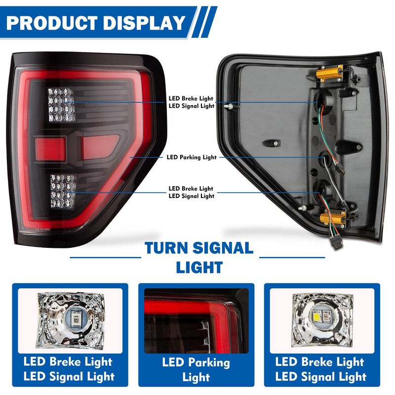 LED Tail Lights Assembly with Left and Right Sides Matte