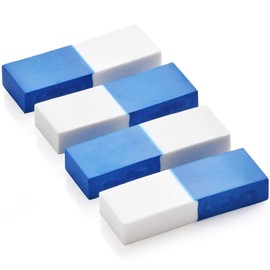 Emraw Two-Tone White & Blue Vinyl Soft Pencil Mark Eraser Rubber for School, Office, Home (8-Pack)