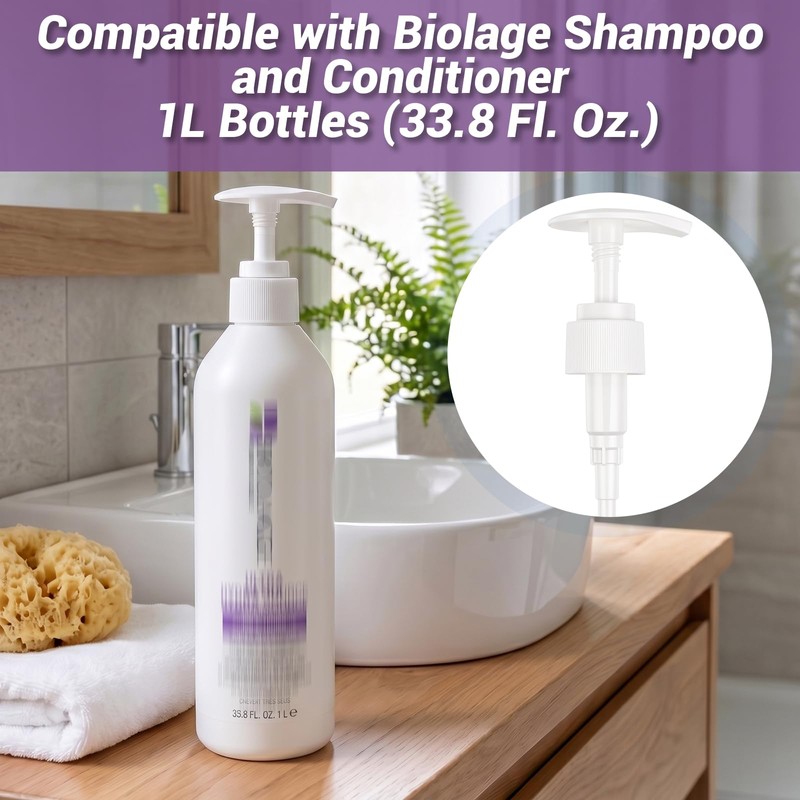 3-Pack Shampoo&Conditioner Liter Pump Compatible with Biolage 33.8oz Bottle