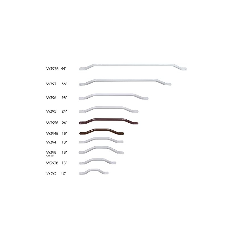 White Steel Pipe Grab Bar - 900mm Length - Rounded