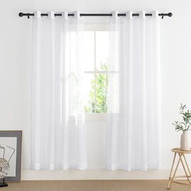 PONY DANCE Voile Curtains 72 Drop Pair, White Sheer Curtains Grommet Airy & Lightweight Elegant Window Treatments with Light Filtering for Bedroom/Living Room, set of 2, 54 x 72 inches