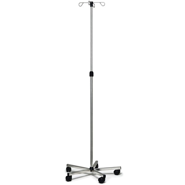Lumex Deluxe Rolling IV Pole, 4-Hook, Portable 5-Leg Stand with Wheels, Height-Adjustable, 7016A
