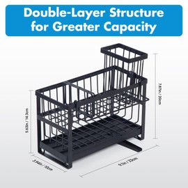 ZQYSTT Sponge Holder for Kitchen Sink Caddy Organizers and Storage,Dish Sponge Brush Holder,Stainless Steel Soap Dispenser with Sponge Holder For Countertop