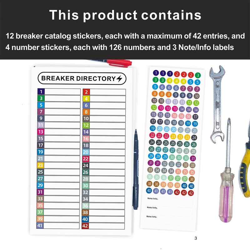16 Sheets Breaker Panel Labels Electrical Box Sticker Numbers Breaker