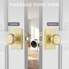 STARPY Satin Brass Door Knobs with Non Locking,Interior Pismo Door Knobs, Heavy Duty Door Handles for Hall & Closet