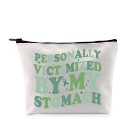 PYOUL Funny Stomach Gift Personally Victimized by My Stomach Makeup Bag Celiac Awareness Cosmetic Bag Celiac Sprue Gift (My Stomach Bag)