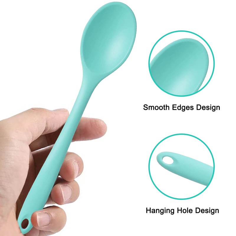 4 Pieces Small Silicone Nonstick Mixing Spoons, High Heat Resistant,Cooking