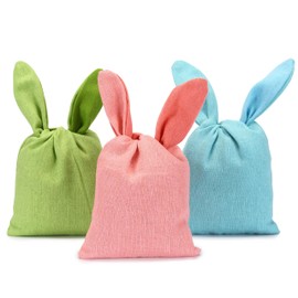 Jute and Velvet Bag with Ears, Alternative Easter Nest in Easter Bunny Design, High-Quality Reusable Gift Packaging, Easter Basket for Filling