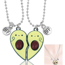 1 Pair Of Avocado Best Friend Necklace,Avocado Gifts,Bff Necklace For 2 Girls,Spliced Agnetic Necklaces, Couples Keyrings Girls Friendship Necklace For Women Teen Girls Graduation Birthday Gift