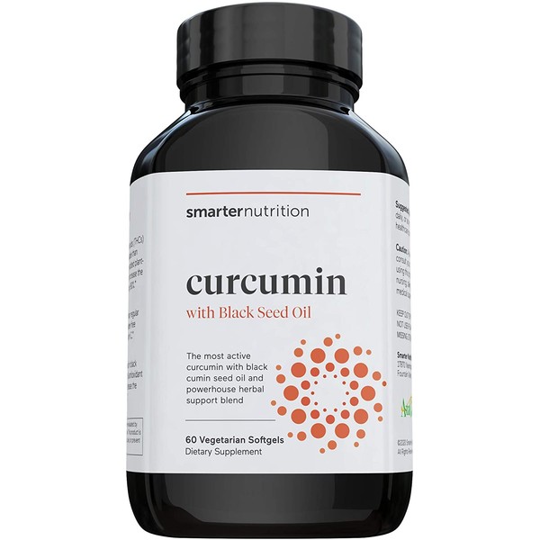 Smarter Nutrition Curcumin - Potency and Absorption in a SoftGel - The Most Active Form of Curcuminoid - 95% Tetra-Hydro Curcuminoids, 1 pack of 60 capsules - 30 Servings (Packaging May Vary)