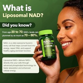 Suplemento Nad Resveratrol 1200mg por porción - Nad+ liposomal Resveratrol para mujeres y hombres - Suplemento Nad+ de alta pureza de 1200 mg para ene