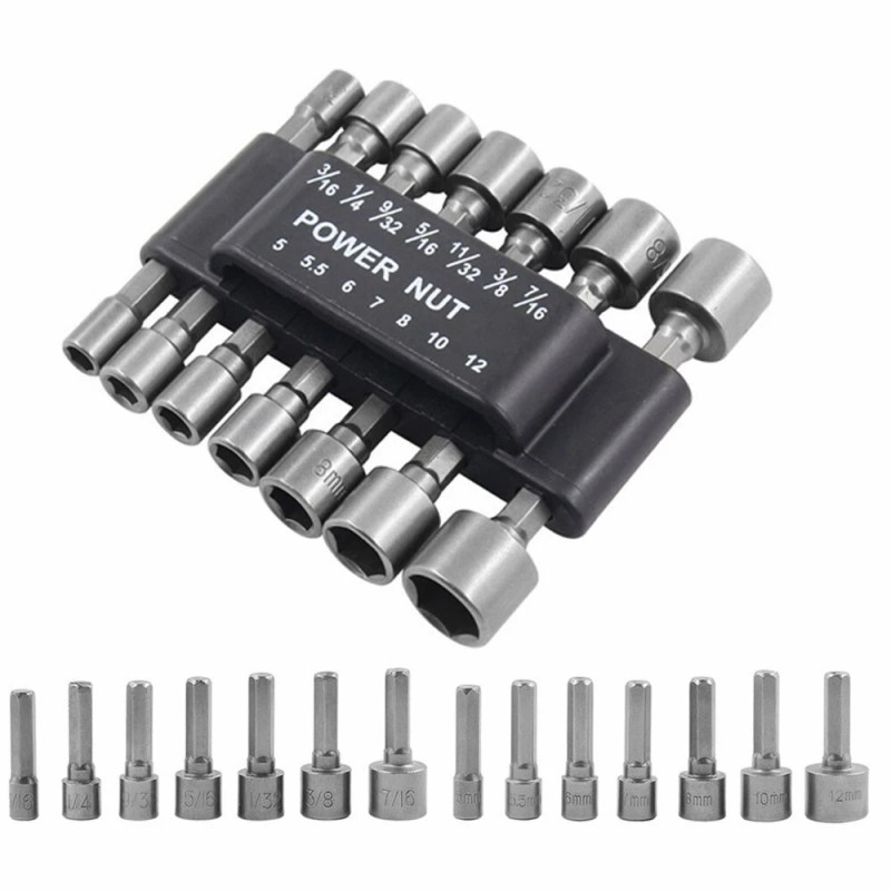 Power 14Pcs Power Nuts Driver Drill Bit Set Metric Socket