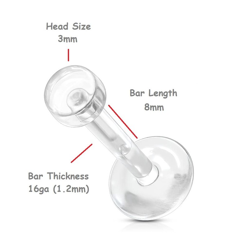 PiercedOff Bio Flex Clear Retainer with Removable Push-In Top -