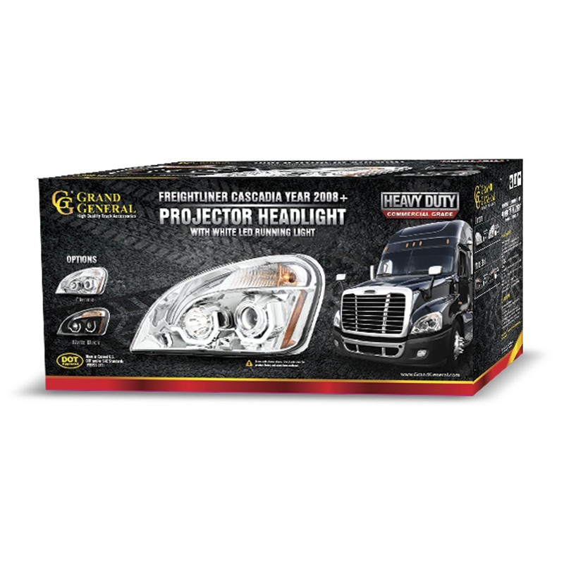 GG Grand General 89400 Freightliner Cascadia Chrome Projector Headlight with