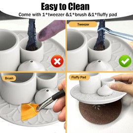 Palo Santo Holder - 4 in 1 Incense & Candle Holder - Ceramic Incense Holder Ash Catcher Tray for Meditation Room - Easy to Clean (White)