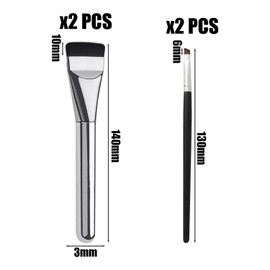 2 Pieces Foundation Brushes and 2 Pieces Eyebrow Brushes, Foundation Brushes for Liquid Makeup Flat Foundation Brushes Flat Face Brush