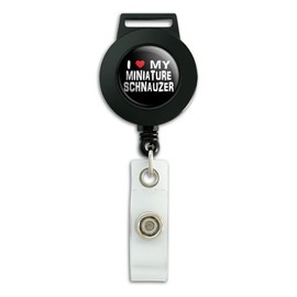 Graphics and More I Love My Miniature Schnauzer Stylish Lanyard Retractable Reel Badge ID Card Holder
