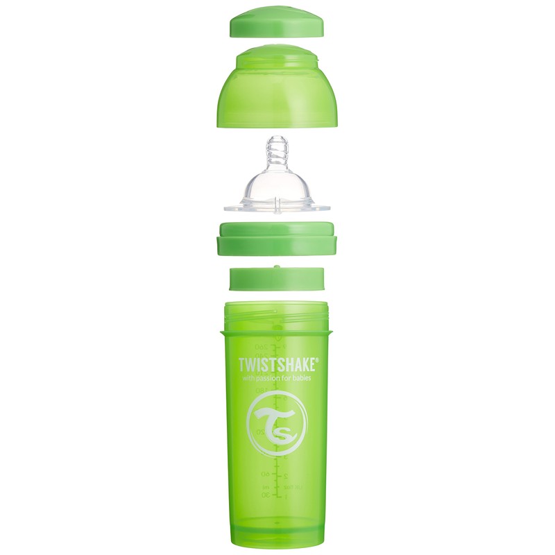 TWISTSHAKE Twist Shake Colorful Baby Bottle Plastic 260ml Green