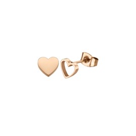 Liebeskind Berlin women's heart earrings, stainless steel, 0.7 cm, Stainless Steel, Gold