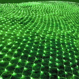 MULTI-SPARKING Christmas Lights Outdoor Net Lights 9.8ft x 6.6ft 198 LED Green Net Lights Plug in Mesh Lights 8 Modes Connectable for Garden Lawn Bushes Christmas Decorations