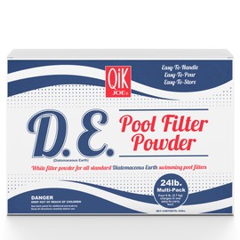 Qik Joe Diatomaceous Earth (DE) Powder for Swimming Pool Filters – High-Grade Filter Media for Cleaner Water, Compatible with Most DE Pool Filtration Systems (24 lbs)