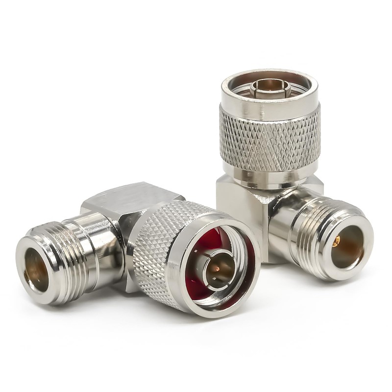 2個 N型 N コネクタ、N タイプ直角アダプタ、N メス - N オスエルボ同軸コネクタ、無線、アンテナ、放送、LMR 用の低損失