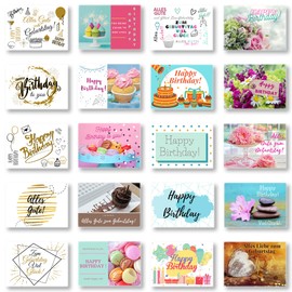 Domelo Birthday Cards Set of 20 with Envelope, Happy Birthday Postcards, Kraft Paper Cards for Birthday, Birthday Card for Man/Woman/Children, Postcard as Greeting Cards (Set 1)