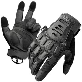 Zune Lotoo Airsoft Gloves, Tactical Gloves with High Mobility and 3-Finger Touch Screen, TPR Impact Protection, Shock-Absorbing Paintball Gloves for Climbing, Airsoft, Outdoor (Black L)