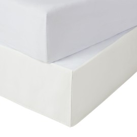 SERTA Modern Solid Bed Skirt, Hotel Quality Dust Ruffle with 13 Inch Drop, Machine Washable, King, White