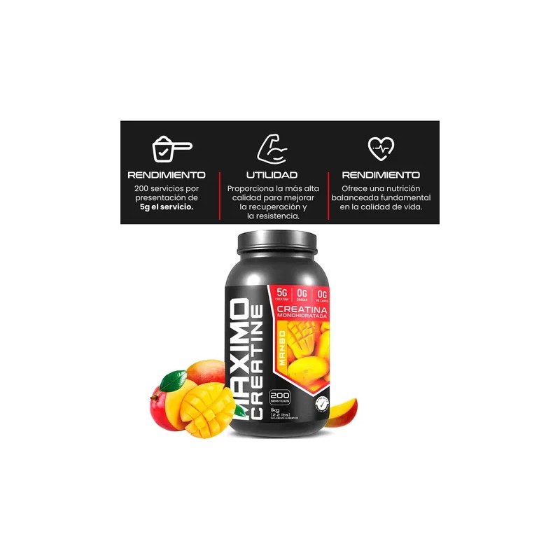 Creatina Monohidratada 1kg Maximo Protein 200 Porciones