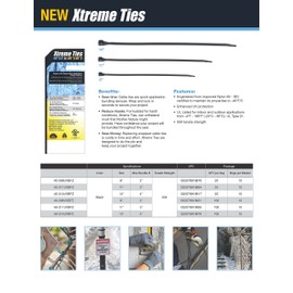 Gardner Bender 45-308UVBFZ GB Xtreme Temperature Cable Tie, 8 Inch., Cold & Hot Weather, 50 lbs. Tensile Strength, Wire / Cord Management Industrial and Household Use, Nylon Zip Tie, 20 Pk., Black