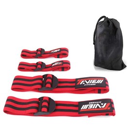 Taview Occlusion Bands - 4 Pack (2 Bicep Bands, 2 Leg Bands) - Comfortable Elastic Bands for Blood Circulation Training and Fast Muscle Growth Without Lifting Heavy Weights, red