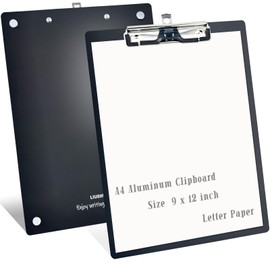 Aluminum Magnetic Clipboard A4 Metal Strong Fixed Magnet Message Clip Board Stainless Hangable w/Pen Holder Letter 9" x 12.6" for School Office Forklift Factory Workshops Supplies (Black)