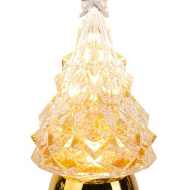 100 North Ganz LED Festive Holiday Décor Shimmering Gold Tone 9 x 5 inch Acrylic Christmas Tabletop Figurine, Christmas Tree
